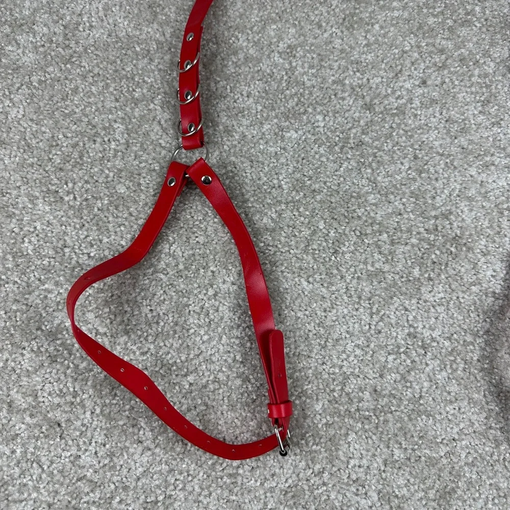 Red Faux Leather Leg Garter Body Harness Belt Punk Goth Festival Rave Edgy Alt